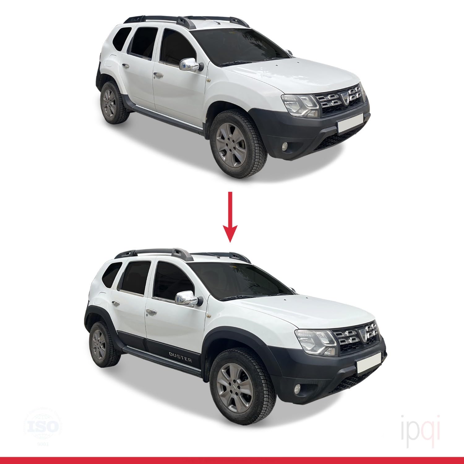 Compatibile con Dacia Duster (HS) 2010-2017 Passaruota Protezione per paraurti Parafanghi e protezione veicolo Strisce di Protezione per laterale Protezione veicolo carrozzeria Kit NERO