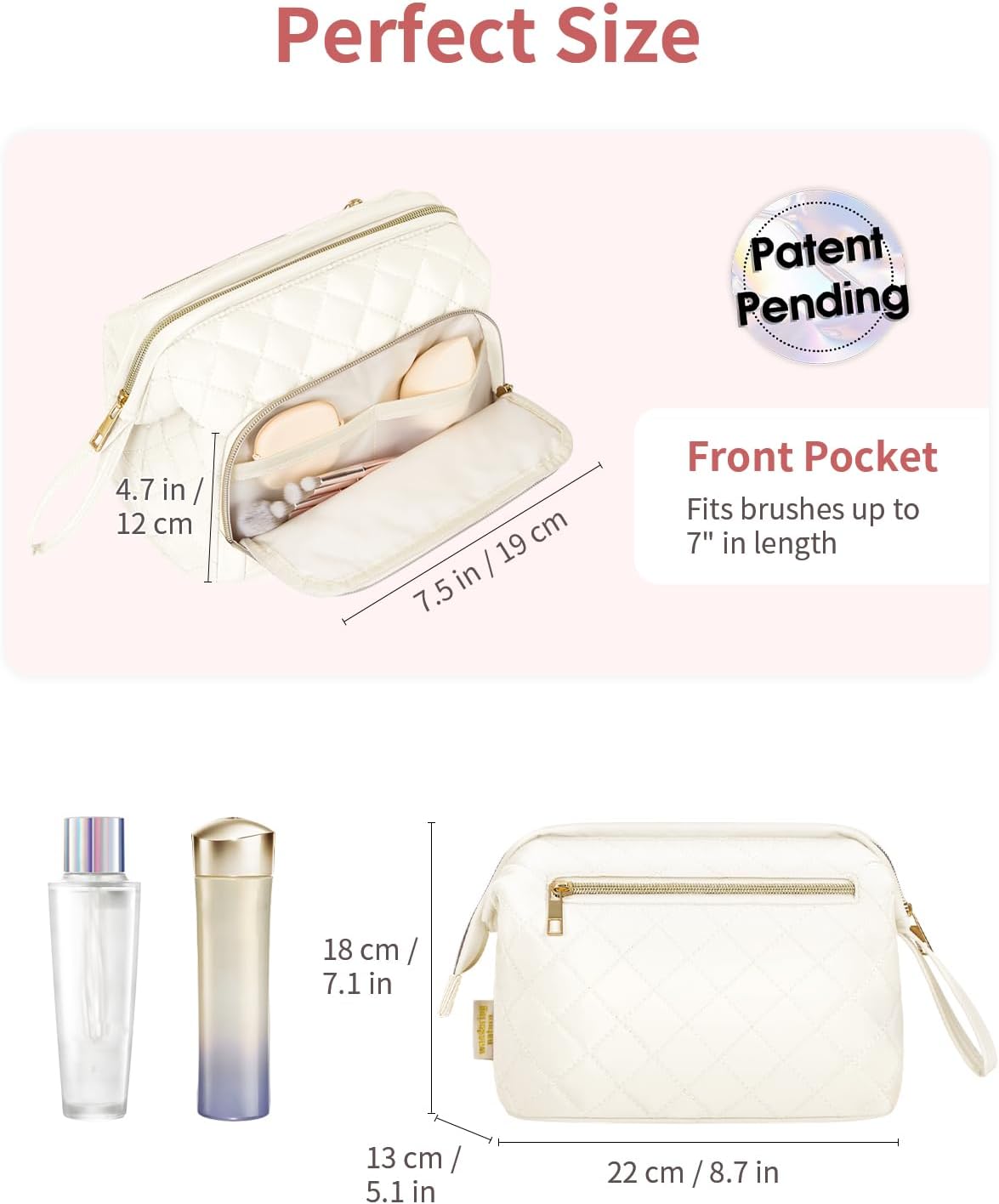 Wandering Nature Makeup Bag,Quilted Make up Bags for Women,Wide-Open Cosmetic Bag, Large Makeup Organizer Case, Travel Pouch for Travel Essentials Toiletries Accessories Brushes, Patent Pending 7 618Vh2zKhvL. AC SL1500