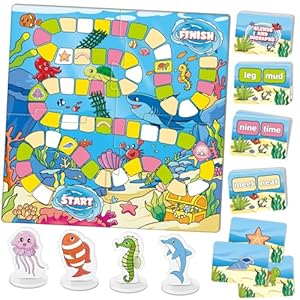 Word Ocean Phonics Board Game for Kids,Educational Learning Word Board Games for Boys and Girls,Reading and Spelling Word Games Ages 4 5 6,Classroom Travel Indoor Outdoor Family Games
