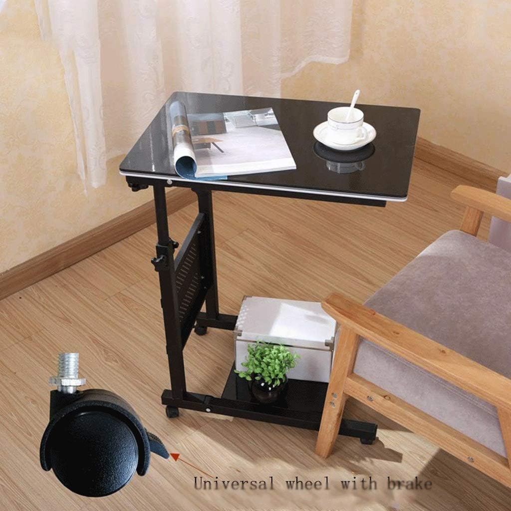 Side Table,Solid-Top Height Adjustable Mobile Laptop Desk Cart, with Folding Computer Table (Color : OneColor) (D)
