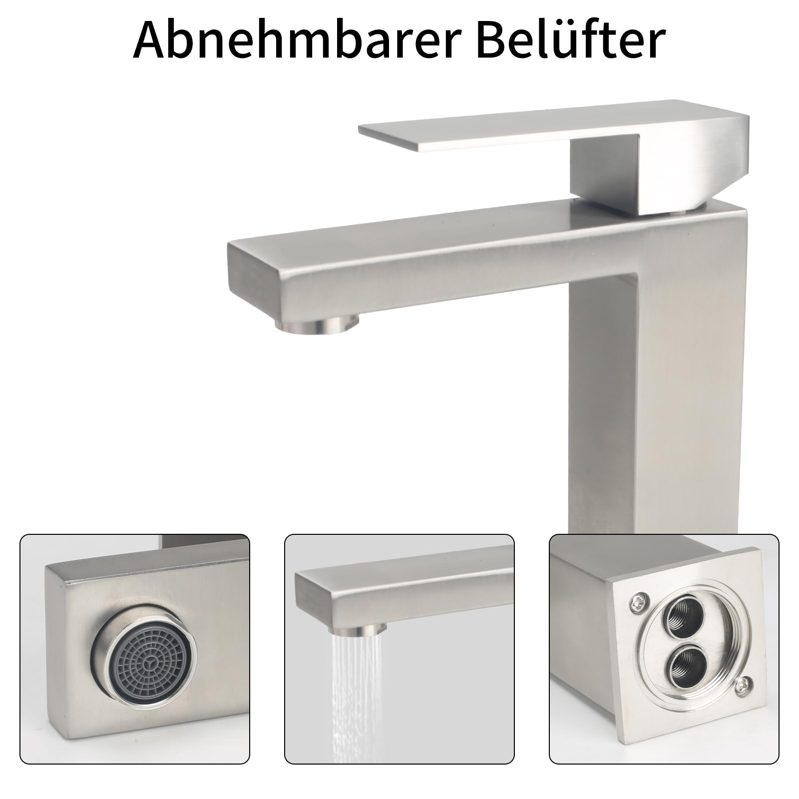 Mitigeur Lavabo Salle De Bain Acier Inoxydable Brossé - Robinet Avec Tuyau
