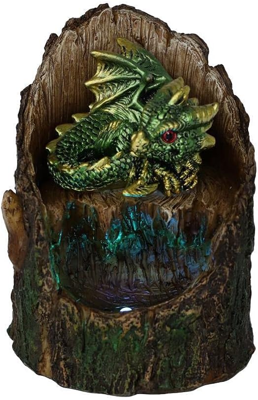 Nemesis Now Arboreal Hatchling Green Dragon in Tree Trunk Light Up Figurine, Red, 10.8cm, U5288S0