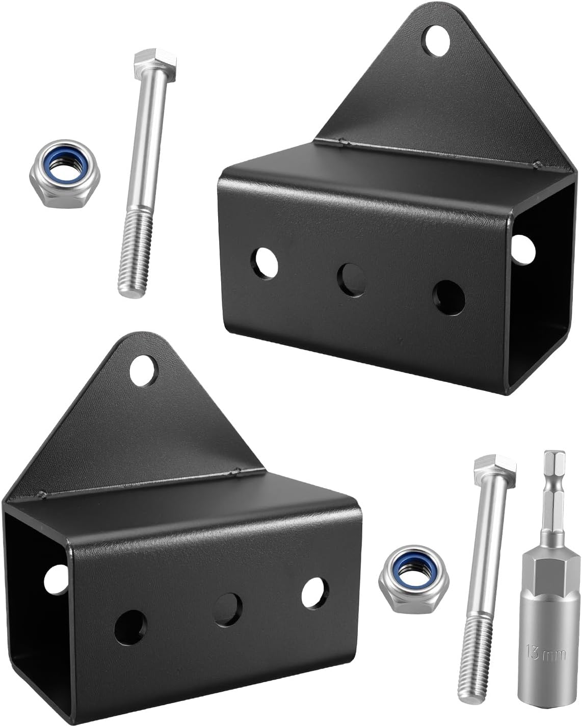 Heavy Duty ATV Push Tube Conversion Bracket Kit for Snow Plow 4501-0897, Alloy Steel Reinforced Mount Adapter, Black Powder Coated, Complete Hardware Included
