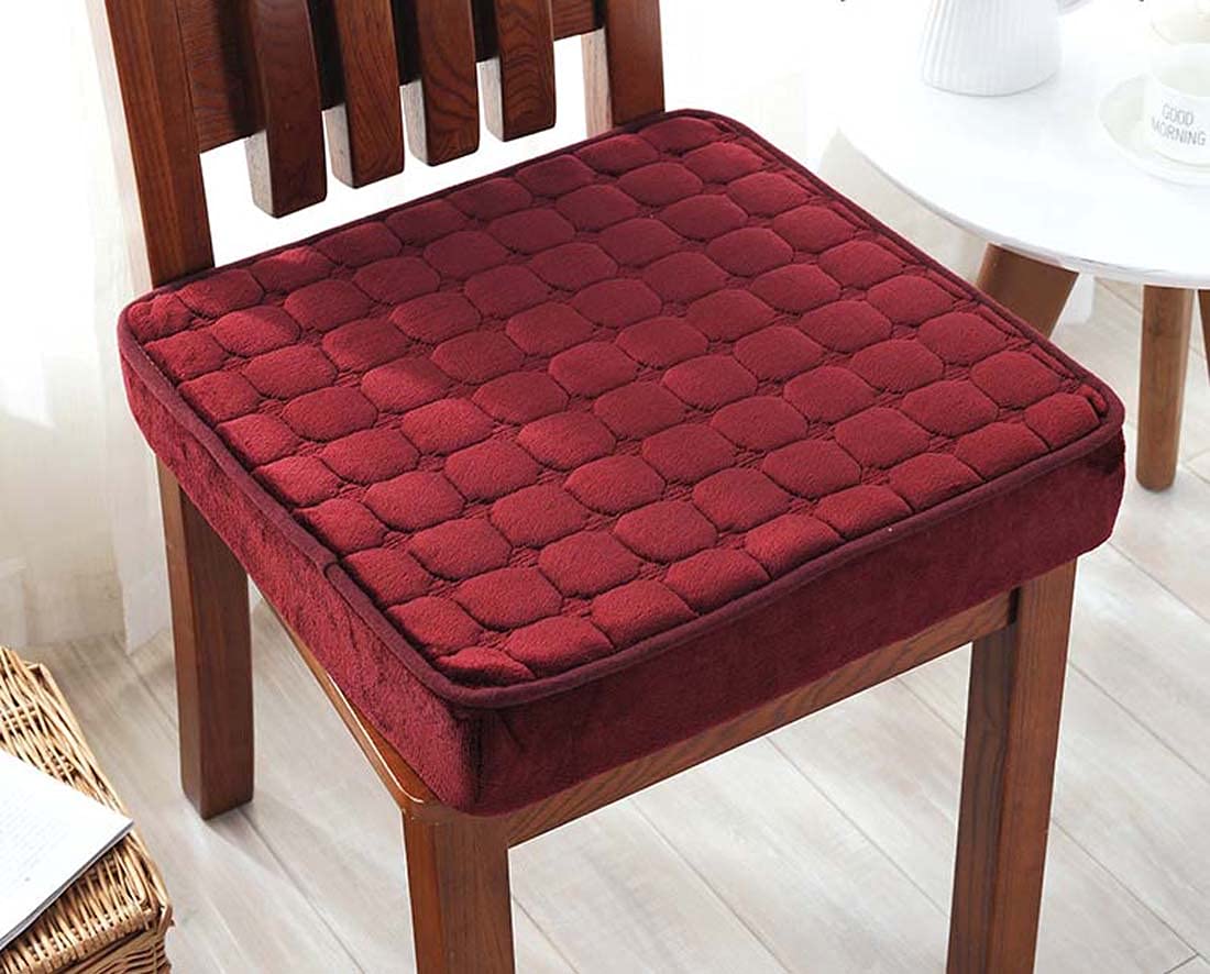 Dickes, quadratisches Sitzkissen für Stühle, 45 x 45 cm, rotes Sitzkissen für Esszimmer und Gartenstuhl, bequemes Sitzpolster für Zuhause und Auto
