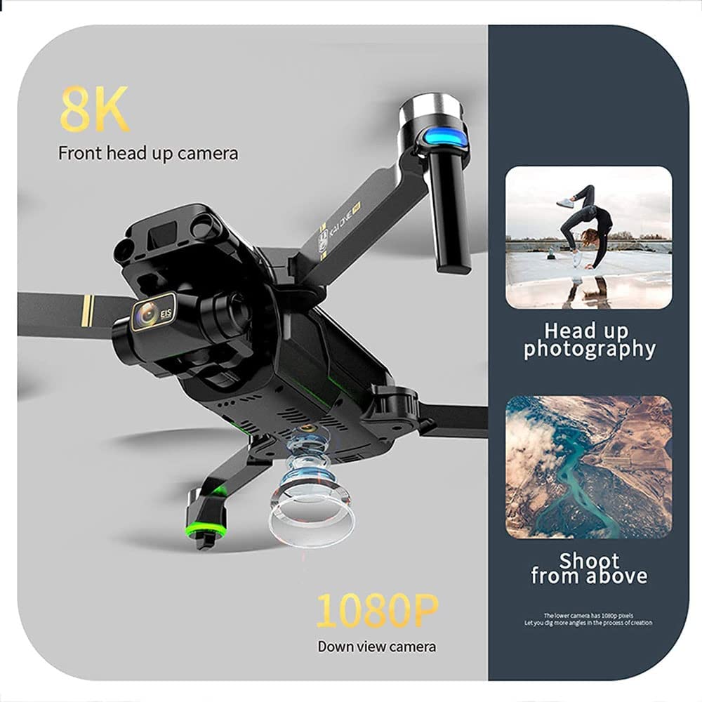 Quadcopter GPS Składane drony z kamerą 8K HD – Odległość zdalnego sterowania 1,2 km – Silniki bezszczotkowe Dron EIS Anti-Shake 5G FPV dla dorosłych