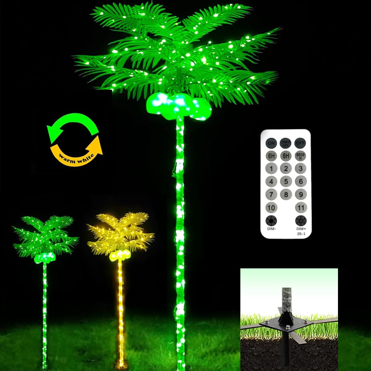 Palmier extérieur artificiel 2,3 m : la solution déco sans entretien avec 250 LED