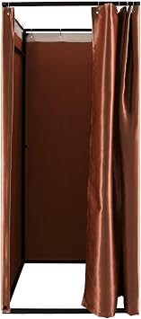 Portable Fitting Room with Shading Curtain 85x85x200cm, Temporary Changing Space for Clothing Store, Office, Mall, Outdoor Movable Privacy Booth, Machine Washable Linen Fleece Fabric, Brown