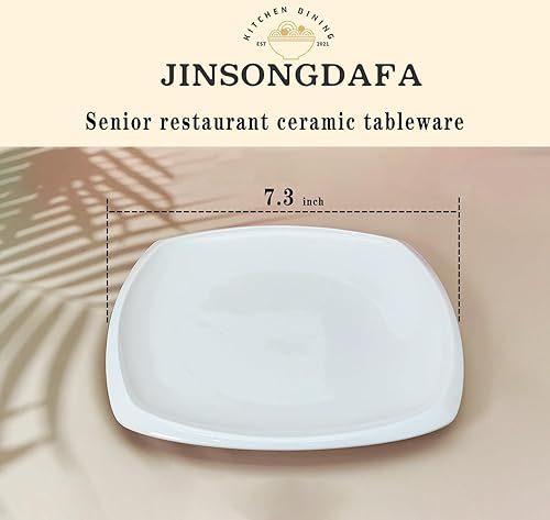 Miniatura 2 de jinsongdafa Platos de cena cuadrados de porcelana, platos cuadrados blancos de 7.3 pulgadas para carne, pasta, ensalada, aperitivos, pizza, platos