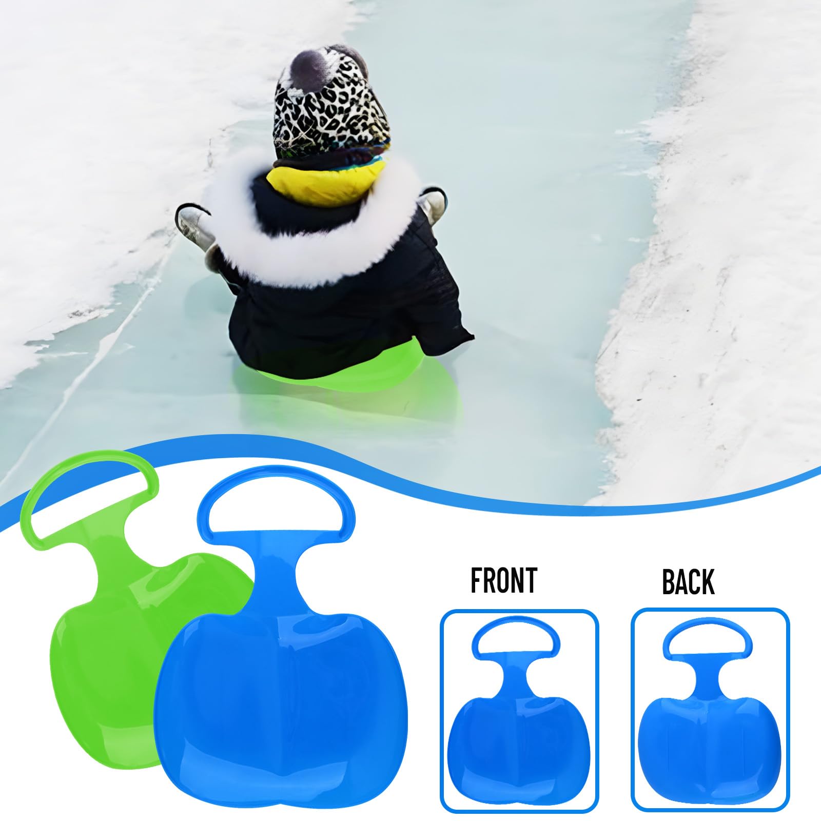 Soucoupe Traîneau à Neige Pliable Avec Poignée - Luge Adulte Enfant Anti-Fissure 150 Kg