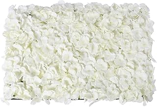 LUOSHALIYA Artificial Flower Wall Panel, Realistic Wall Panels Fake Flowers, Flowers Background Wall Panels Flower Wall for Home Party Wedding Christmas Festival Photo Background Decor(Milky-White)