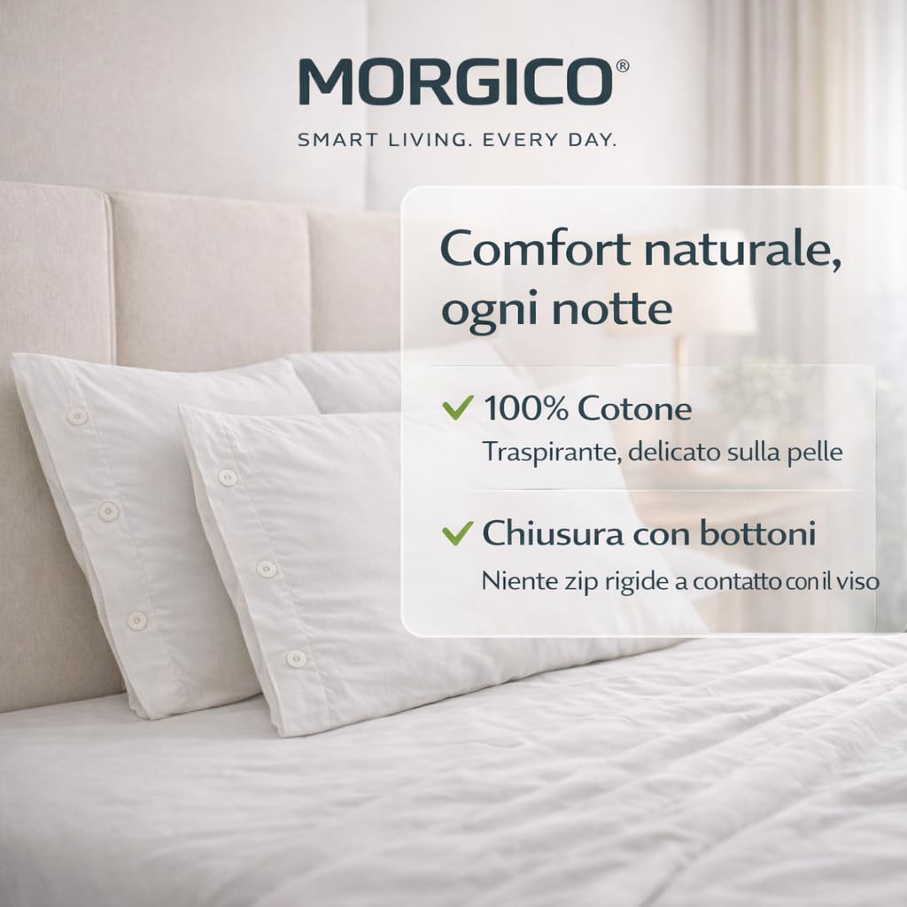 Set 2 Pezzi Federe Cuscino 52x82 cm con Bottoni in Cotone 100% Lavabile Rosa Confetto