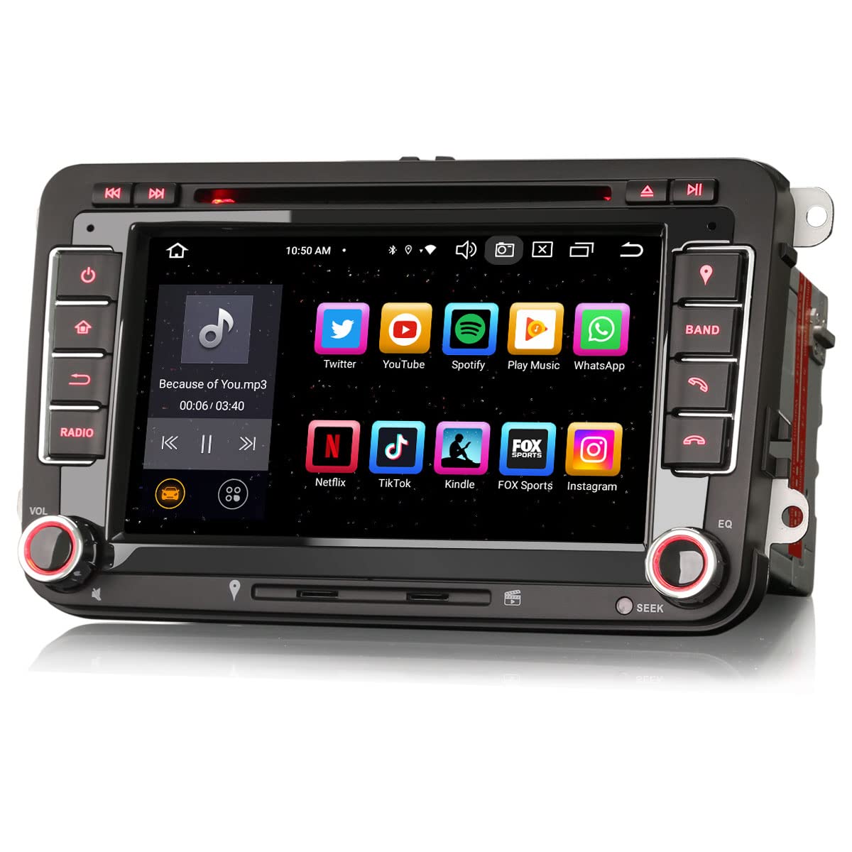 Erisin 7 Pollici Android 14 8-Core 2Din DVD Autoradio con GPS per VW Passat Golf 5 6 Caddy T5 Touran Seat Skoda Polo Supporta GPS Navigatore CarPlay DSP Android Auto WiFi Bluetooth DAB+ OBD2 4GB+64GB