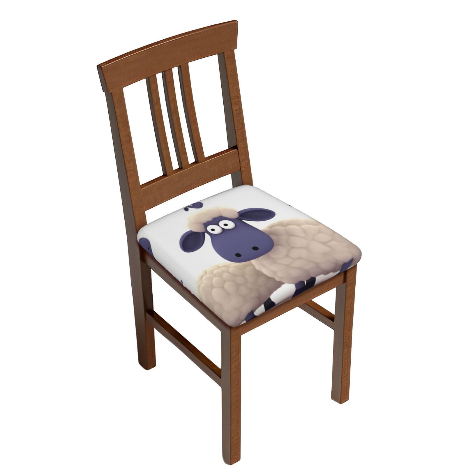 FodPand Sheep Square Stool Covers Four Pieces, Stretch Removable Square Bar Stool Seat Covers Washable Dustproof Stool Cushion Slipcover Soft Milk Silk Bar Chair Covers with Band
