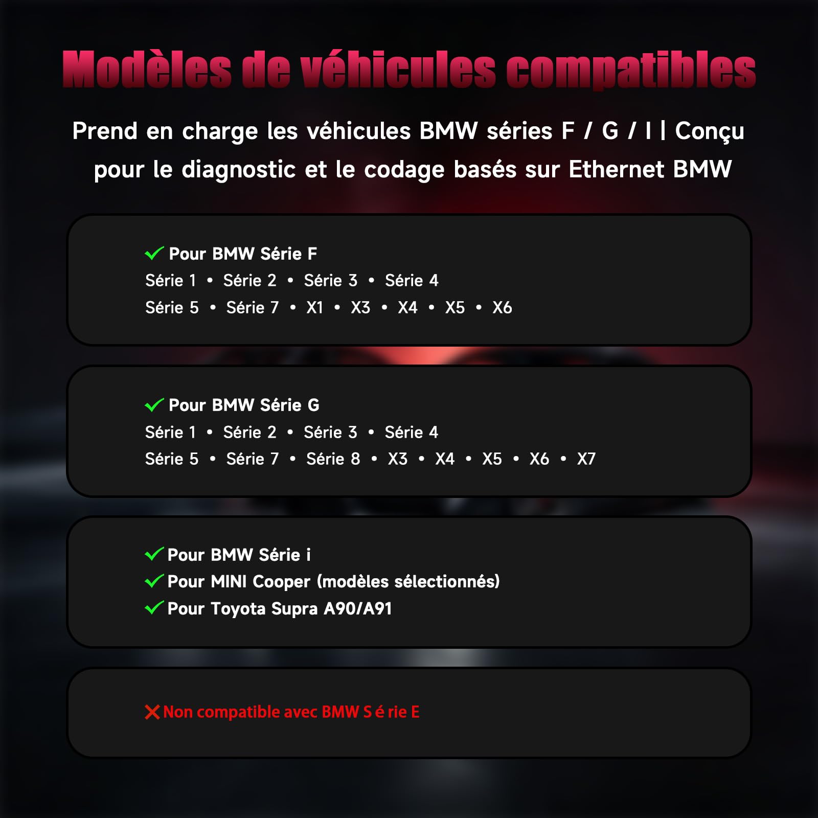 Enet Adaptateur WiFi pour BMW Série F/G/I, adaptateur OBD WiFi compatible avec Bootmod3, BimmerCode, Bimmerlink, Bimmergeeks, MHD, Ethernet vers OBD2, outil de diagnostic et de codage