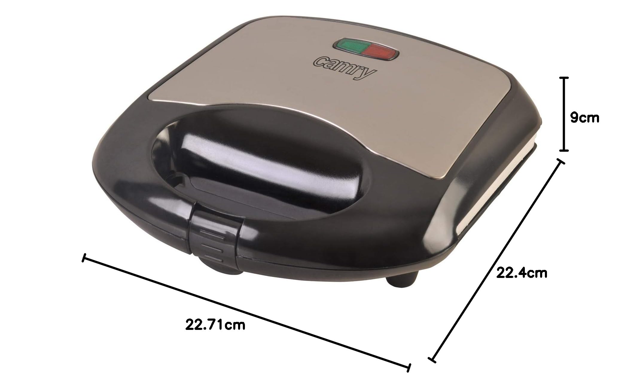 Camry - CR 3019, Piastra elettrica per 2 waffle, piastre in ceramica antiaderenti, temperatura automatica, alloggiamento in acciaio inossidabile freddo al tatto, 1000 W