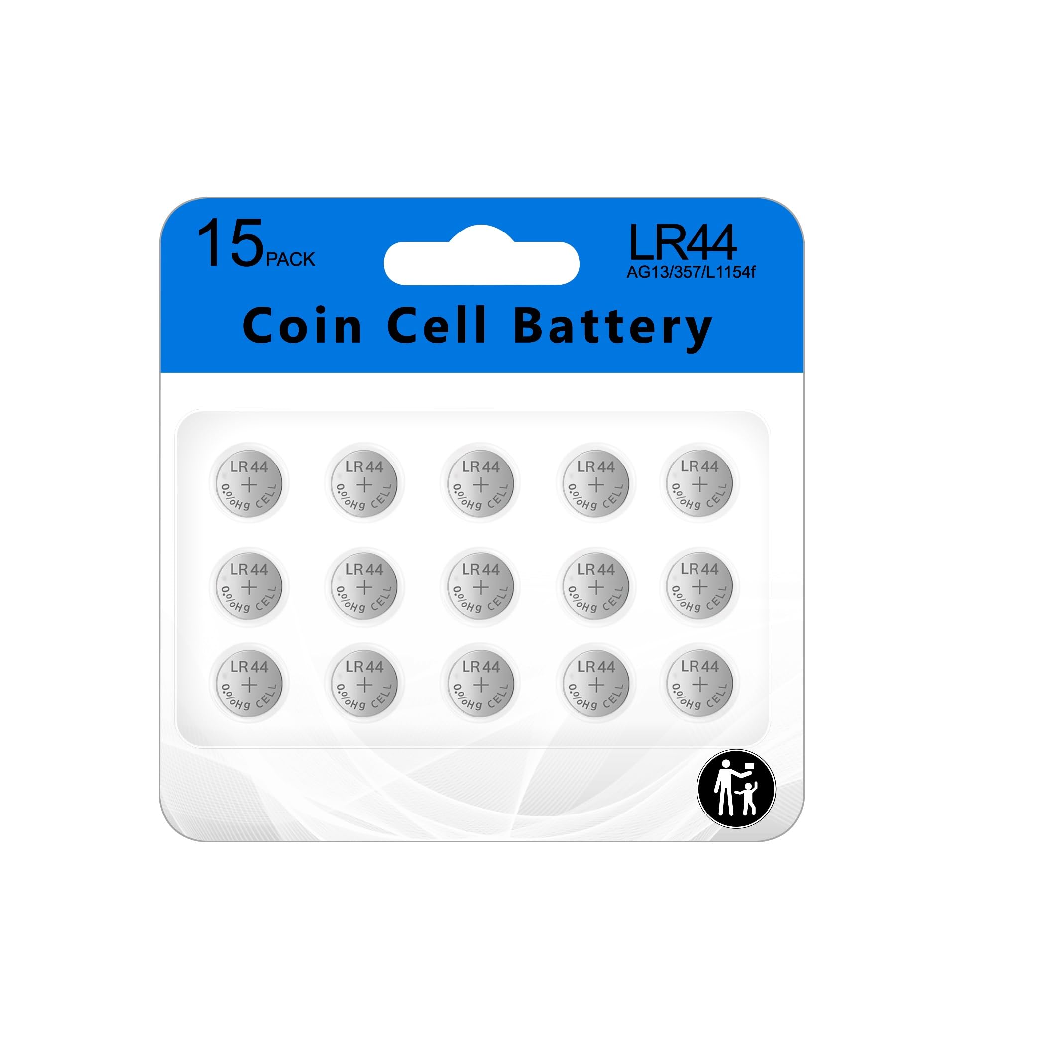Cotchear 15Count AG13 LR44 Batteries, High Capacity AG13 Batteries L1154 Battery 1.5V G13 357 303 SR44 LR1154 Button Coin Batteries