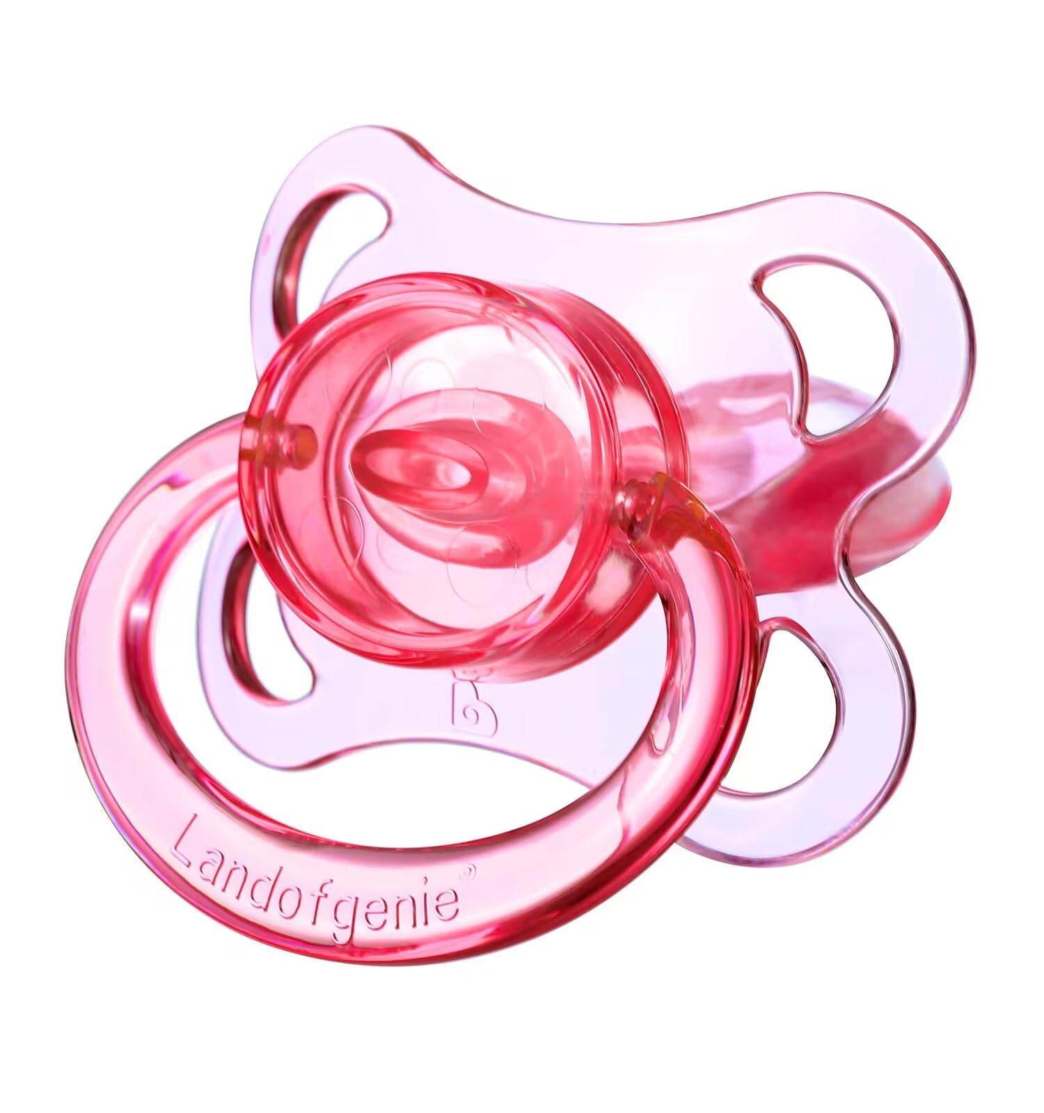 Landofgenie Large Shield Adult Size Pacifiers Set Moon Shape Transparent Design Pacifier Pink