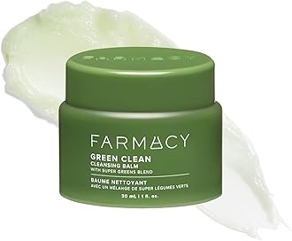 Farmacy Makeup Remover Cleansing Balm - Green Clean Waterproof Makeup Remover Balm + Oil Cleanser for Face - Gently Melts Make Up + SPF - Hydrates + Softens Skin with Super Greens + Papaya (30ml)