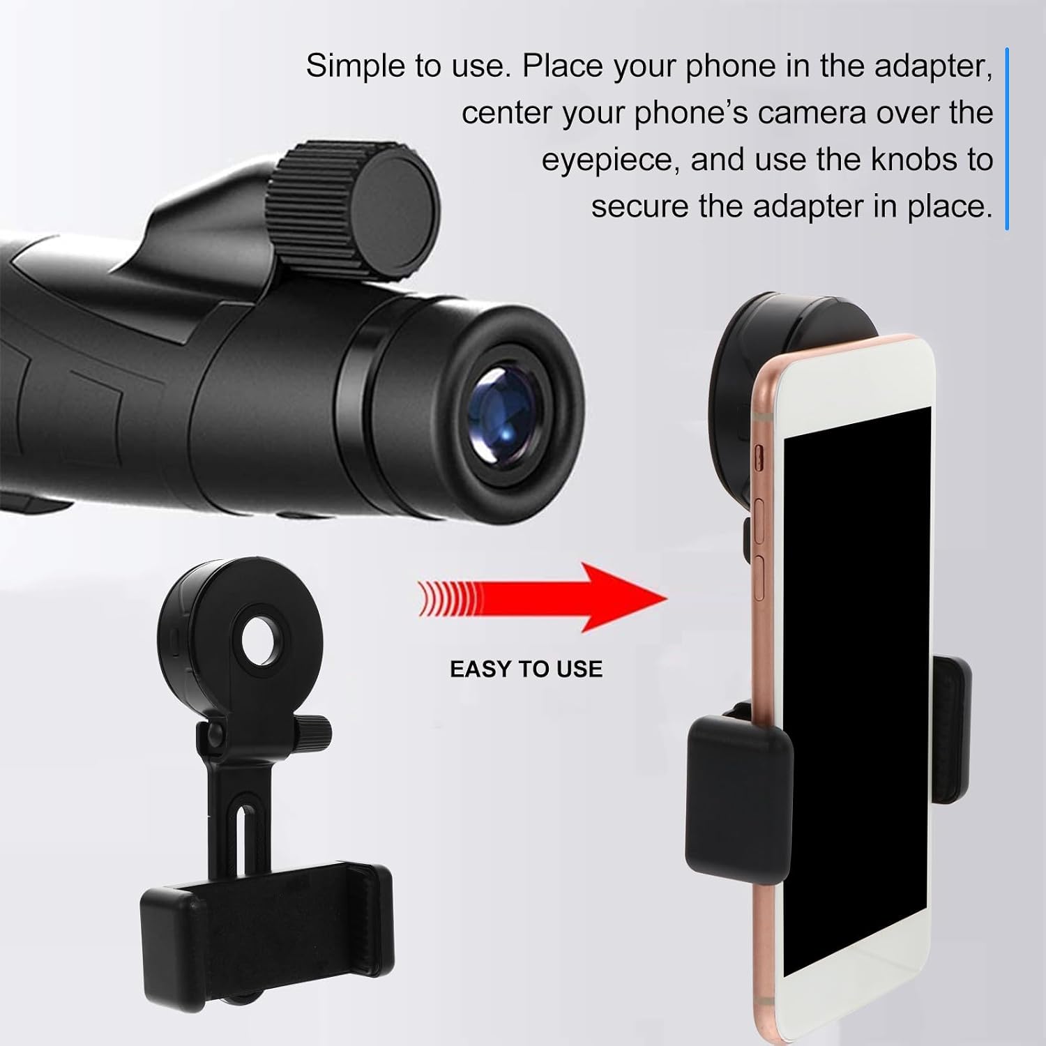 Small Phone Clip Telescope Photography Adapter with Screw Lock Abs Black image 5