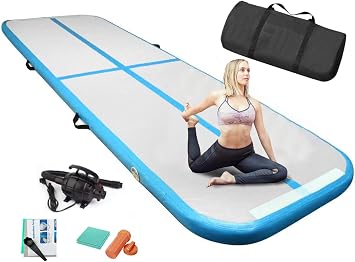 Inflatable Air Gymnastics Mat 10ft/13ft/16ft/20ft Training Mats 4 inches thick Gymnastics Tracks for Home/Training/Cheerleading/Yoga/Water Sports with 600W Electric Pump