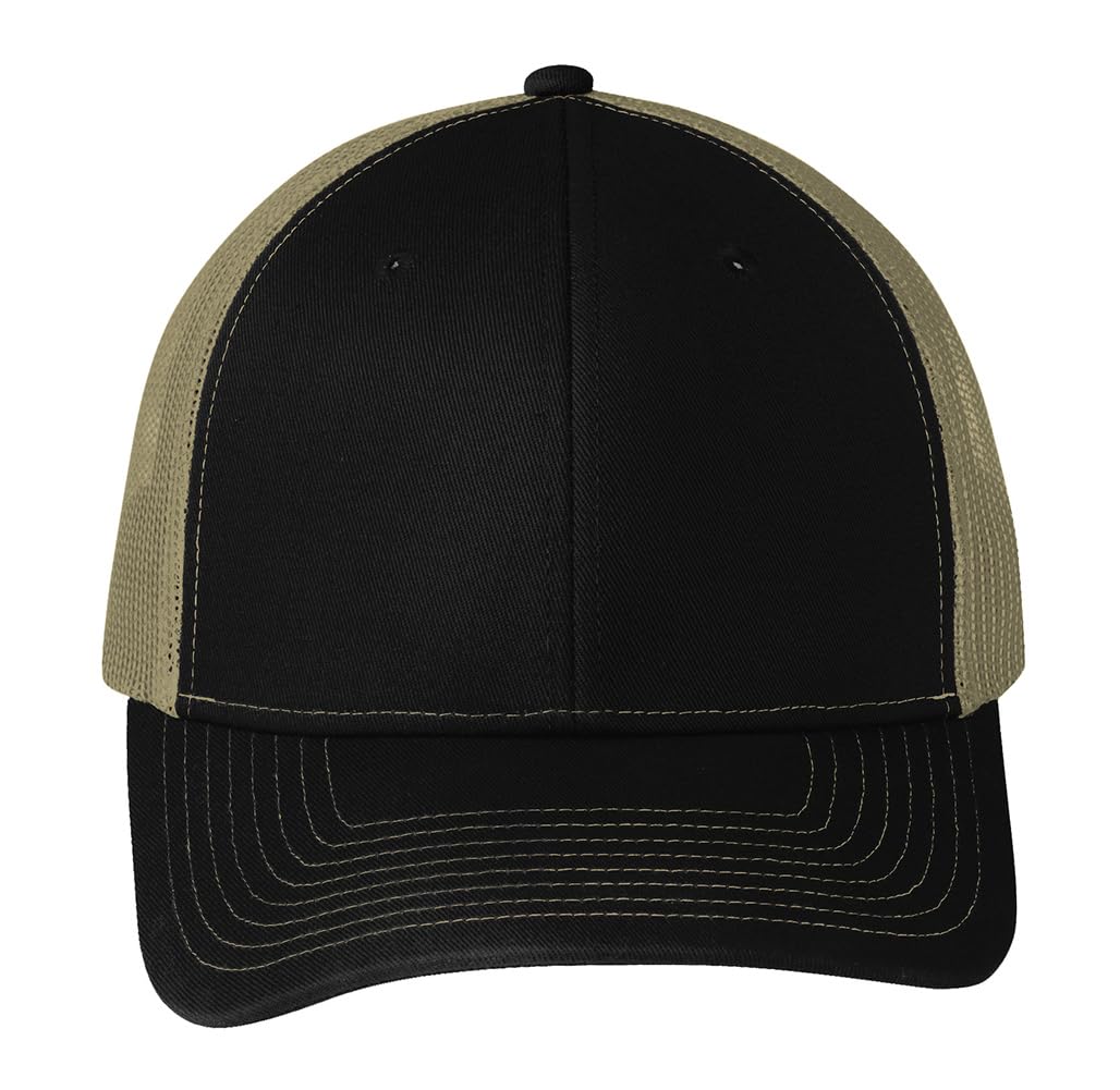 Joe's USA Premium Snapback Trucker Caps -Adjustable Snapback Mesh Baseball Cap - OSFM - 1 Pack - Black/Tan