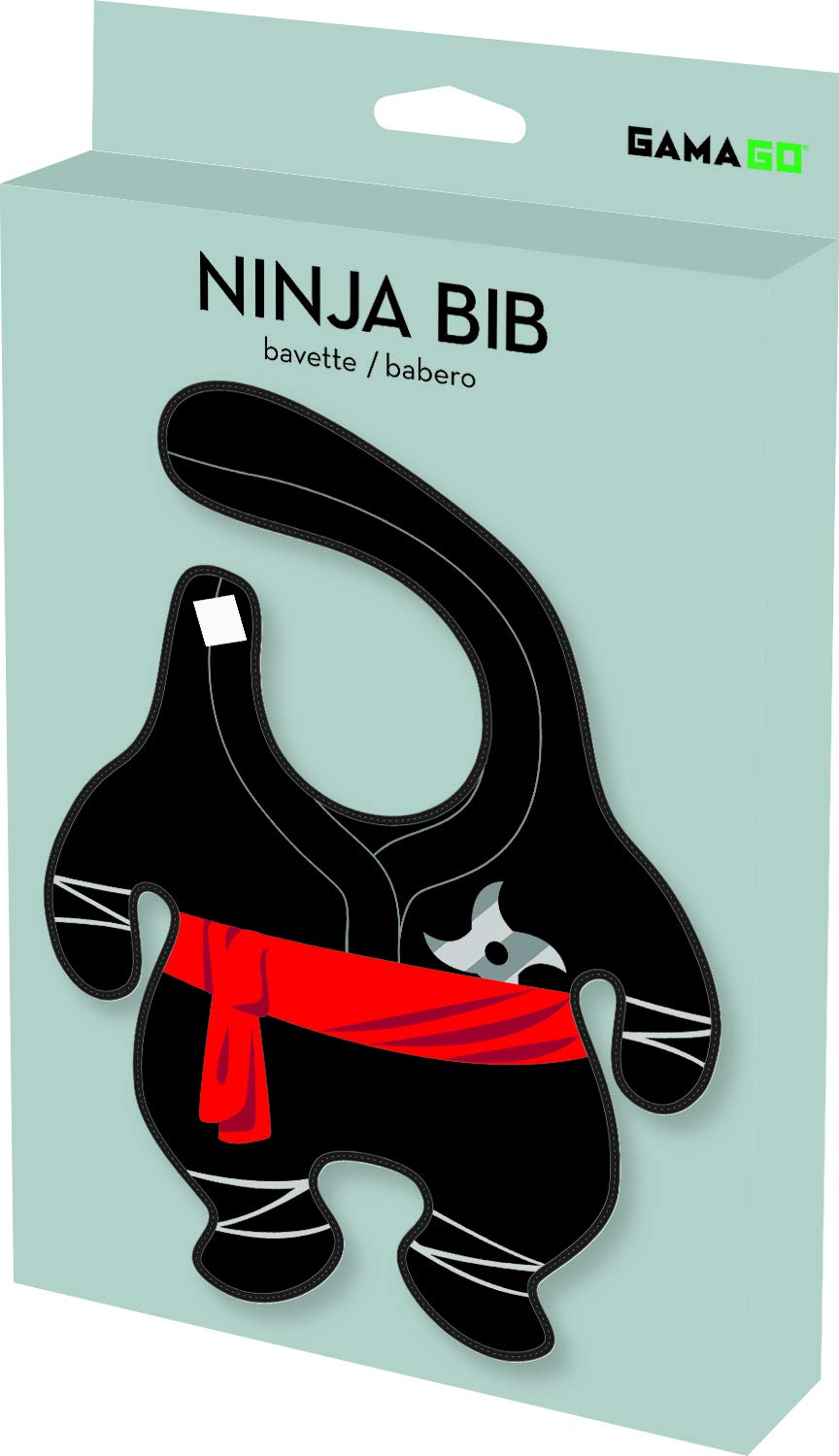 GAMAGONinja Baby Bib - Adorably Funny Bib for Feeding, Drooling and Teething - Cute Terry Cloth Cover for Newborn Baby Boys, Girls, and Toddlers - 6+ Months Old - Machine Washable - Unisex