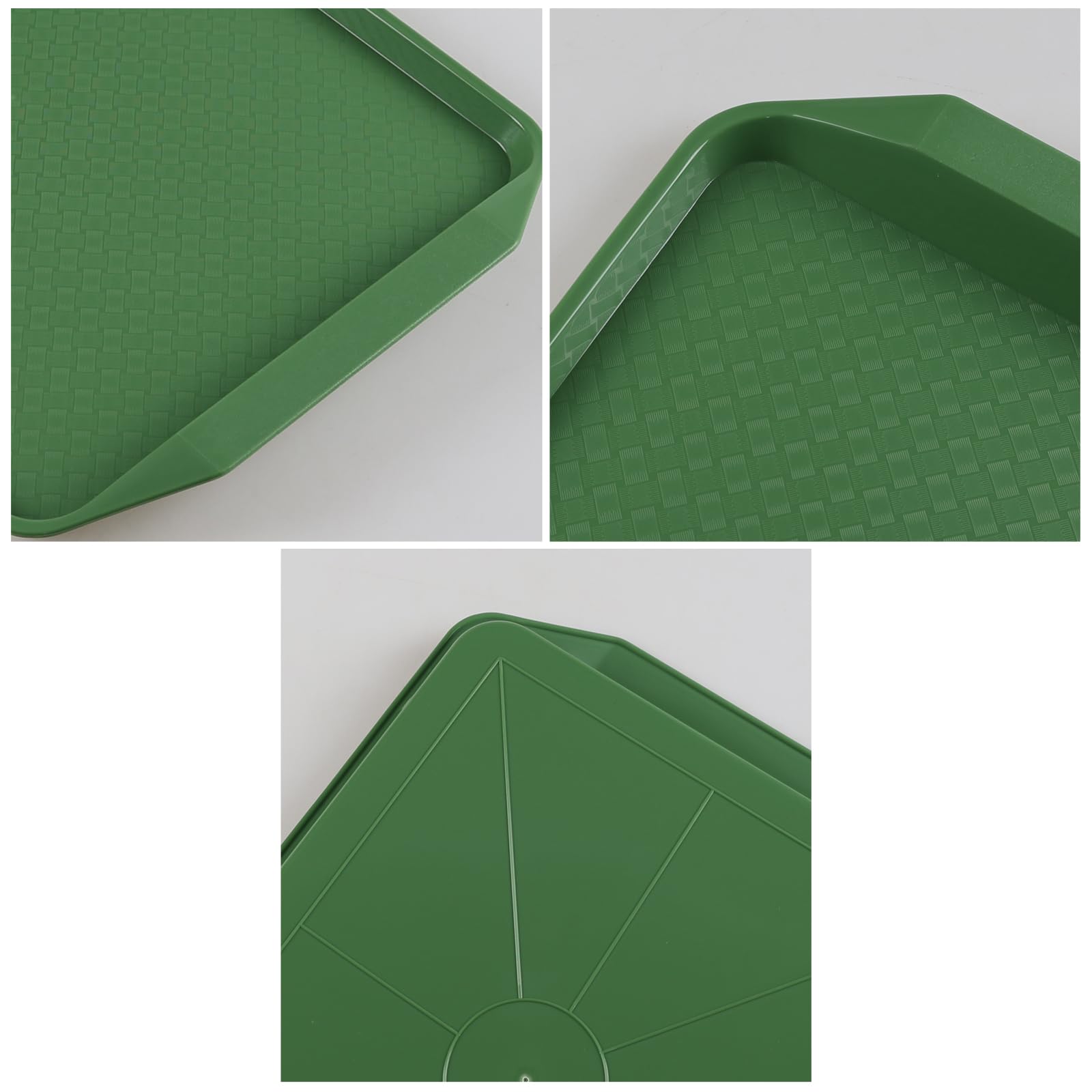 Sandmovie Lot de 12 plateaux de service rectangulaires en plastique avec poignées, vert foncé