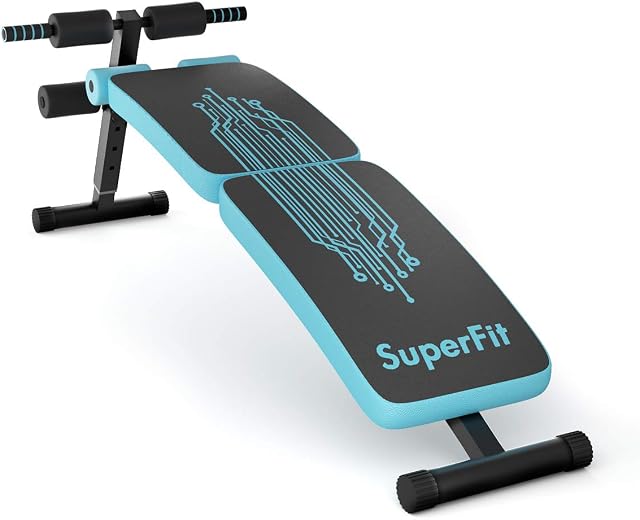 COSTWAY Sit Up Bench, Foldable Abdominal Training Workout Machine with 4 Adjustable Height Settings, Decline Curved Benches for Home Gym