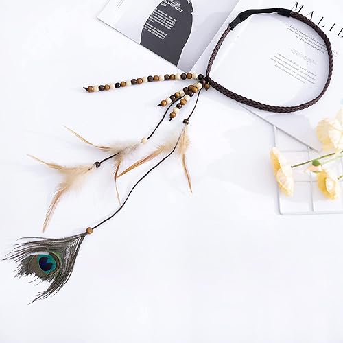 Miniatura 2 de lureme Diadema de plumas indias accesorios-hechos a mano plumas pelo lazos traje cabeza vestido tribal pluma headpiece hb000012-2