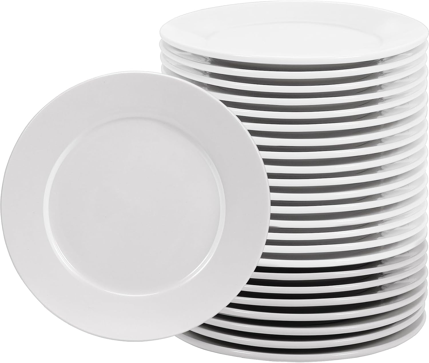 Lot de 18 assiettes à salade rondes en porcelaine - Blanc - 15 cm