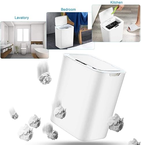 Miniatura 7 de Papelera inductiva sin contacto con sensor no táctil 14 litros37 galones de gran capacidad sin contacto con tapa cesta de basura automática con