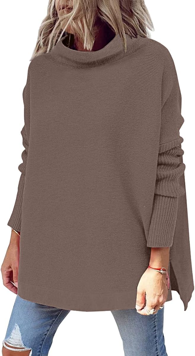 LILLUSORY Women's Mock Turtleneck Sweaters Oversized Long Sleeve Casual Knit Pullover 2026 Tunic Tops Wear with Leggings