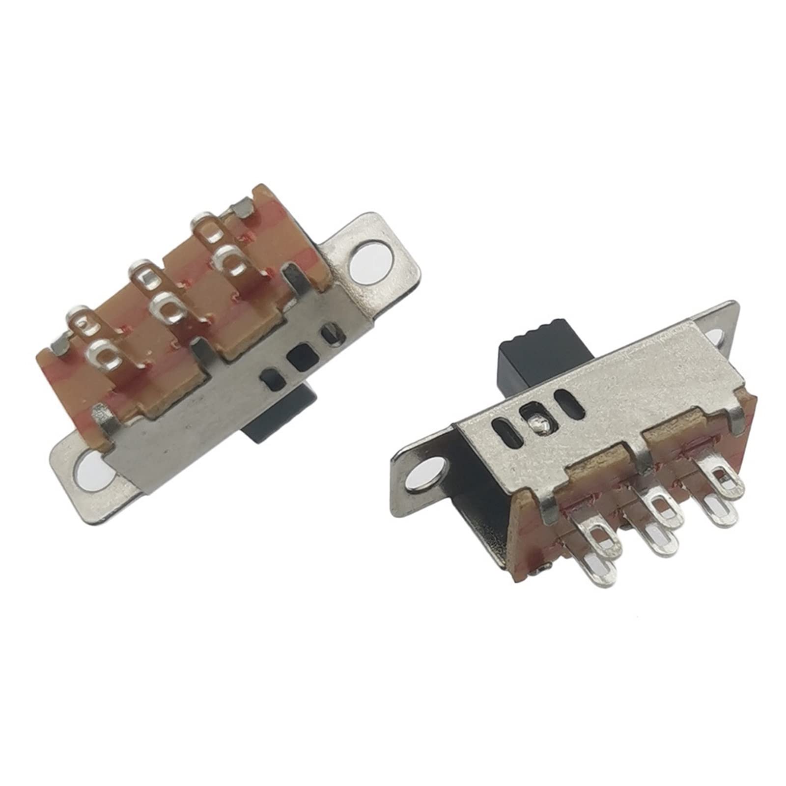 10 Uds On-Off 3 posiciones 6P PCB Panel interruptor deslizante Montaje en Panel interruptor deslizante Vertical 6 pines interruptor de palanca manija alta 5mm Microswitch
