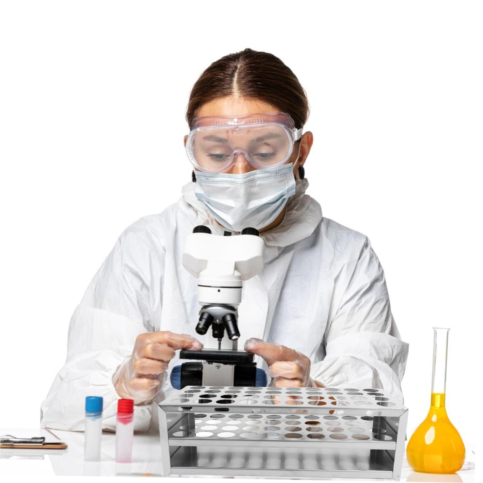 KICHOUSE 40-Well Test Tube Rack Lab Tube Stand Holder Easy Assemble Sturdy Scratch-