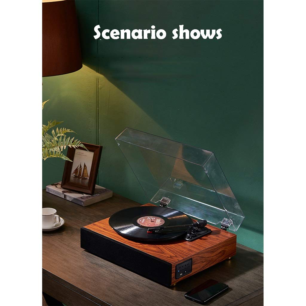 Tocadiscos Bluetooth Antiguo, Tocadiscos Vinilo multifunción con Tapa, fonógrafo portátil Compatible con Discos Vinilo 18/25/30 cm, Compatible con reproducción Discos Vinilo/Disco U