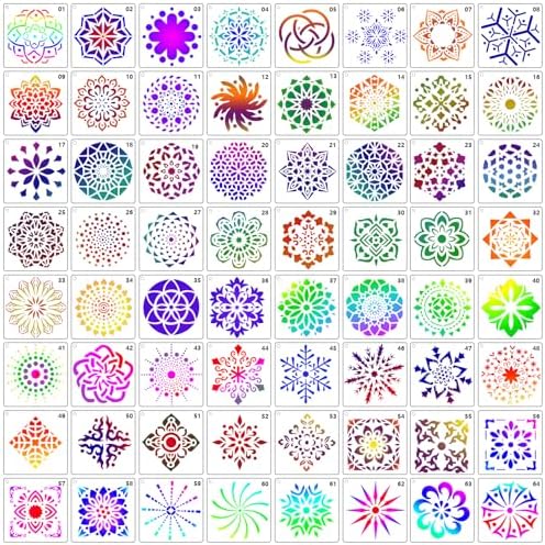 Sixfolo 17 Pièces Pochoirs Mandala,Mandala Dotting Stencils En Plastique Pochoir De Peinture