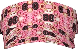 Ousika Pink Donut Printing Visor Hats Men Women Adjustable Sun Visor Caps Empty Top Baseball Cap Sun Visor for Travel,Sports,Climb