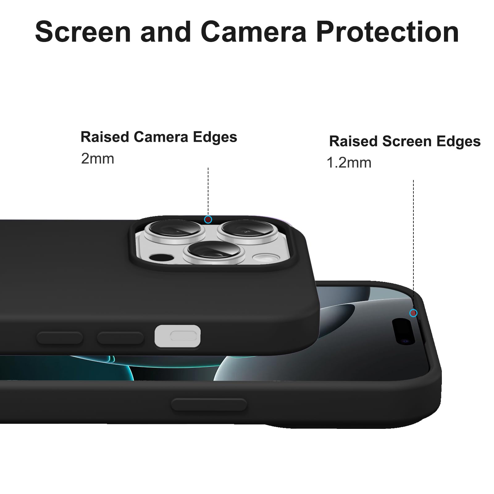 Etui na iPhone 16 Pro ze sznurkiem, naszyjnik do etui z płynnego silikonu z przenośnym regulowanym paskiem na ramię, smycz z naszyjnikiem, etui odporne na wstrząsy iPhone 16 Pro, czarne
