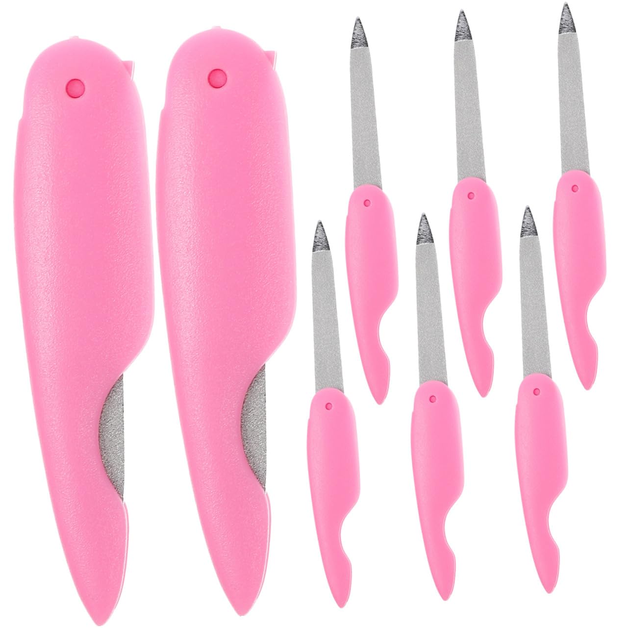 Set di 8 Mini Lime per Unghie Pieghevoli in Metallo Rosa | Abs, Superficie a Doppia Grana, per Levigare e Rifinire, Formato Compatto, Uso Casa e Salone
