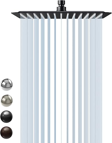 Miniatura 10 de SR Sun RISE - Cabeza de regadera de 12 pulgadas de acero inoxidable 304 de acabado cepillado y níquel, alta presión de agua, ultradelgada, ahorra