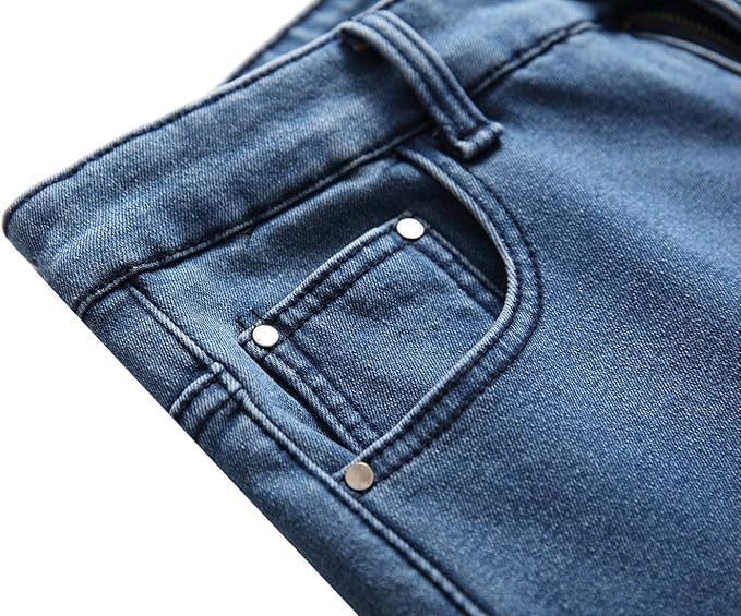 Fleece Lined Jeans Men,Winter Breathable Comfortable Skinny Slim Fit Thermal Stretch Straight Leg Denim Pants with Pocket2