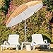 HAPPYGRILL 6.5 FT Beach Umbrella with Sand Anchor, Portable Outdoor Sunshade with Push Button Tilt, Sun Protection, Carrying Bag, Vented Canopy, Patio Parasol for Garden Pool Backyard (Yellow)
