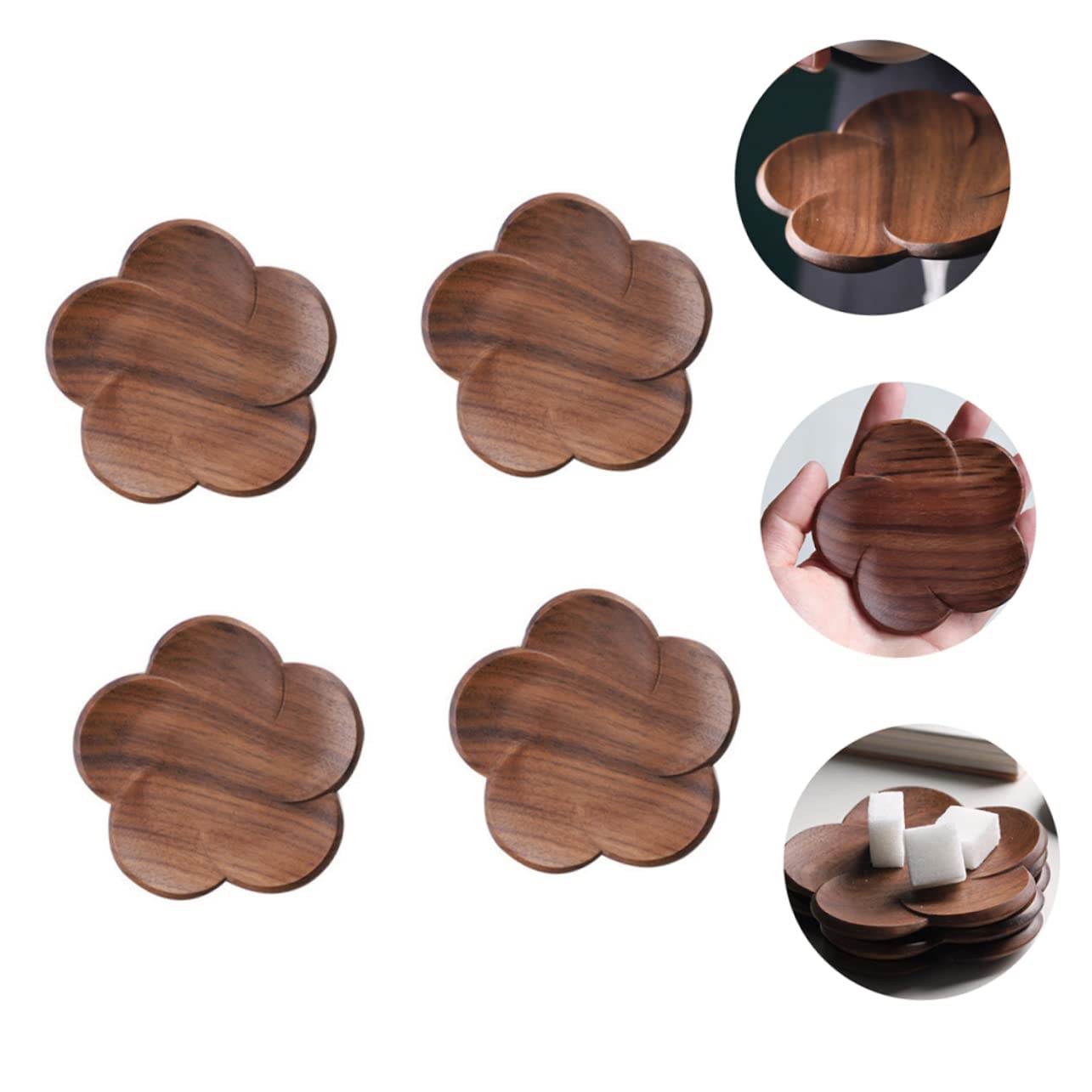 Posavasos de Nogal Negro 4 Unidades, Antiescaldaduras, Marrón