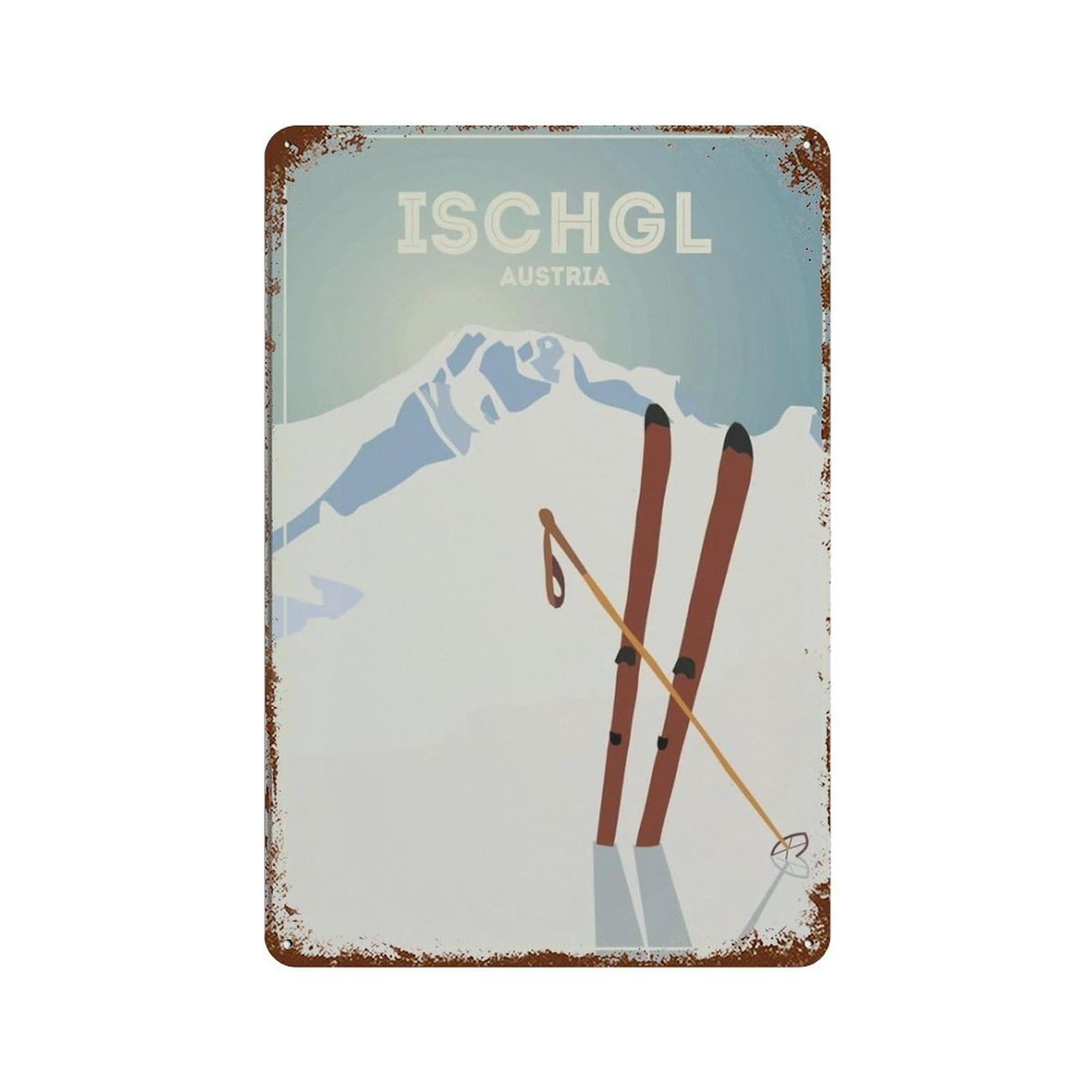 WOTDKG Metal Tin Sign,Ischgl Austria Ski,Tin Sign Vintage Art Wall Decor Sign Home Kitchen Bar Patio Cave Funny Decor(15x30cm 6x12 inch-C99