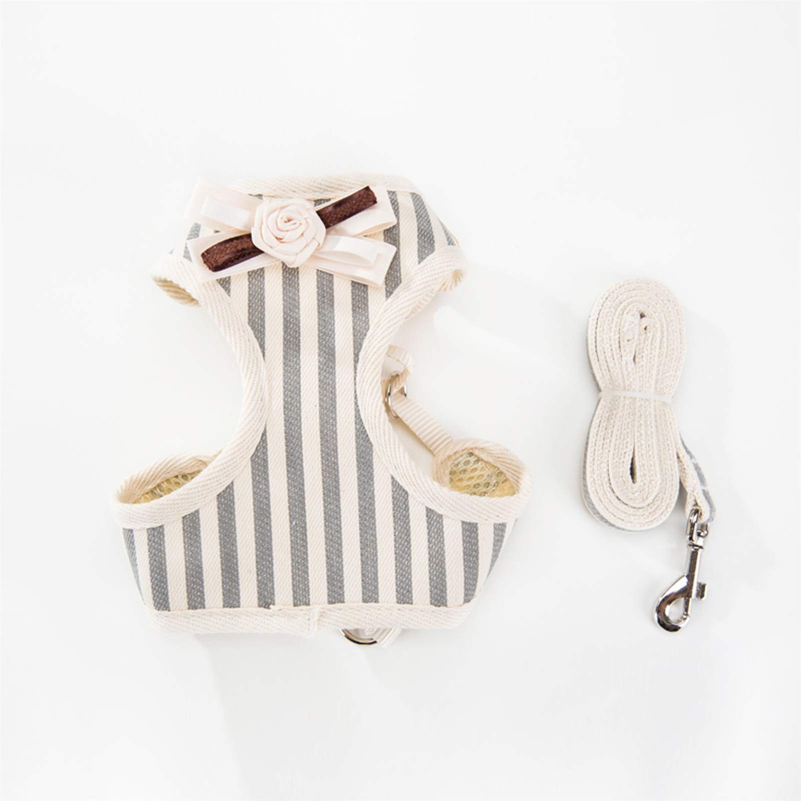 Medium-Sized Pet Leash Cat Vest Type Leash Striped Pet Leash Adjustable Pet Supplies Color Red Gray
