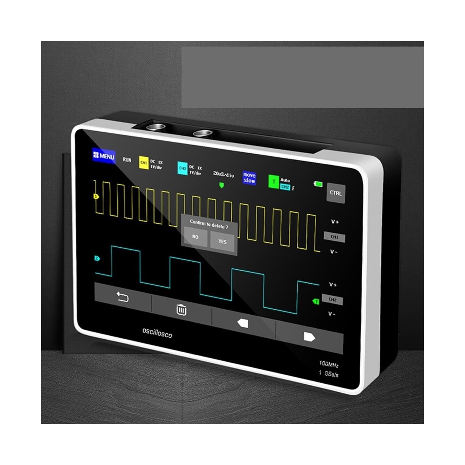 Oscilloscopio digitale 1013D Digital Tablet Oscilloscopio Dual Channel 100M Larghezza di banda 1GS Frequenza di campionamento Capacitivo Touch Screen + Gesti(1013D)
