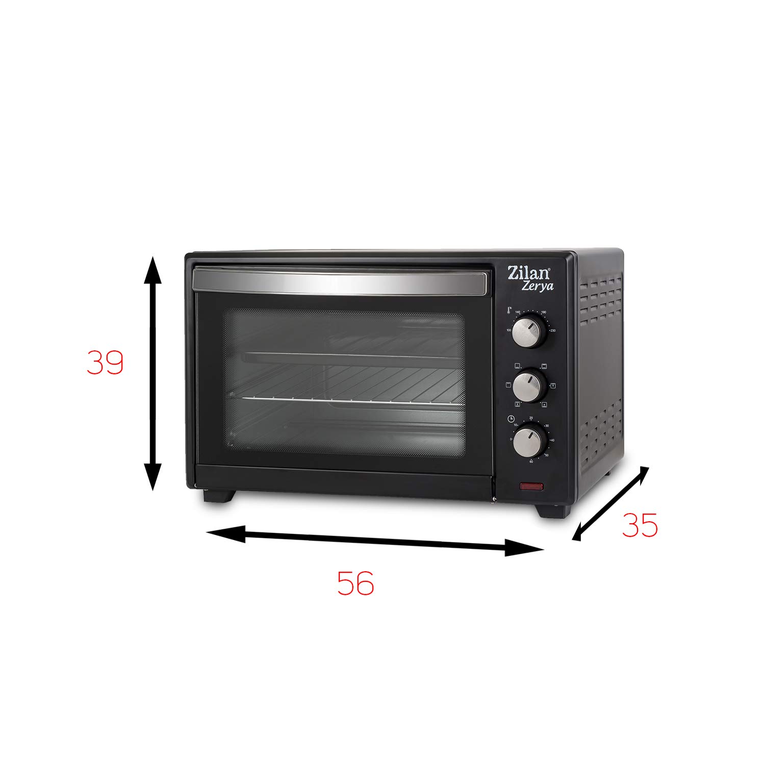 Four à Convection Electrique Zerya, 45L Multi Fonction, Programmable 230°, Minuterie 60 min, Arrêt Automatique, 2000W