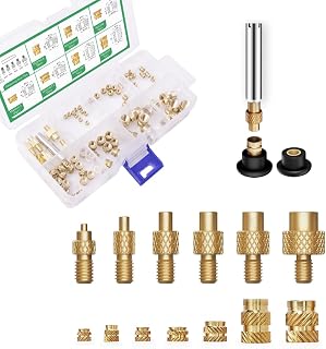 Heat Set Insert Tips and 70 PCS Threaded Inserts with Insert Tips M2 M2.5 M3 M4 M5 M6 M8, Soldering Iron Adapter Soldering Tips for Soldering Iron 3D Printer Accessories Threaded Inserts for Plastic