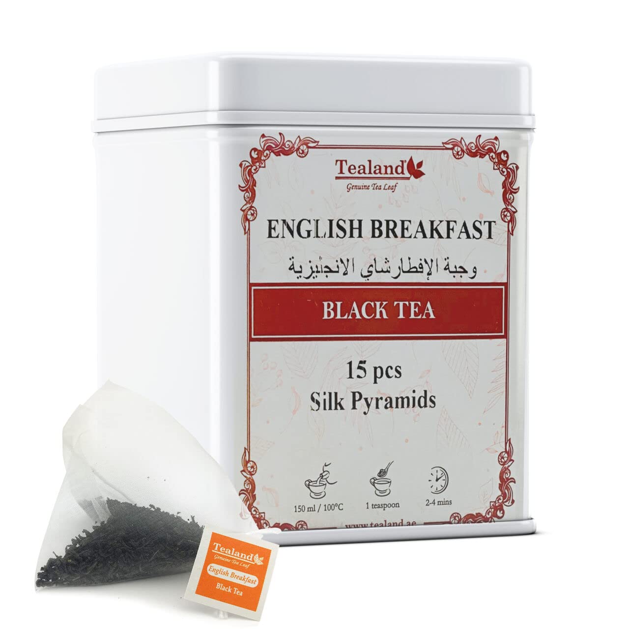 Tealand Pyramid English Breakfast Special Strong Malty Loose Leaf Breakfast Invigorating Aroma 100% Natural Ingredients Anti-Oxidants Rich 15pcs