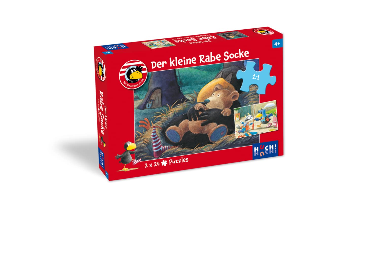 HUCH! The Little Raven Sock Children's Puzzle, 2 Puzzles of 24 Pieces
